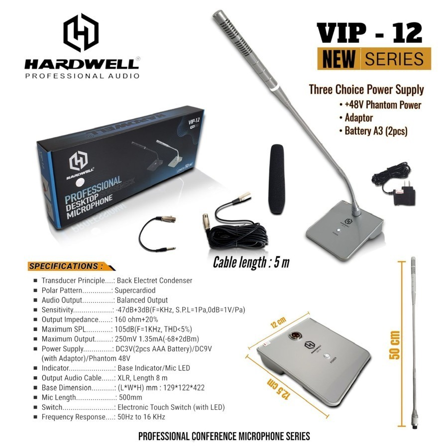 Mic Rapat Meeting Hardwell VIP 12 VIP12 Gooseneck Meja Podium TERBAIK