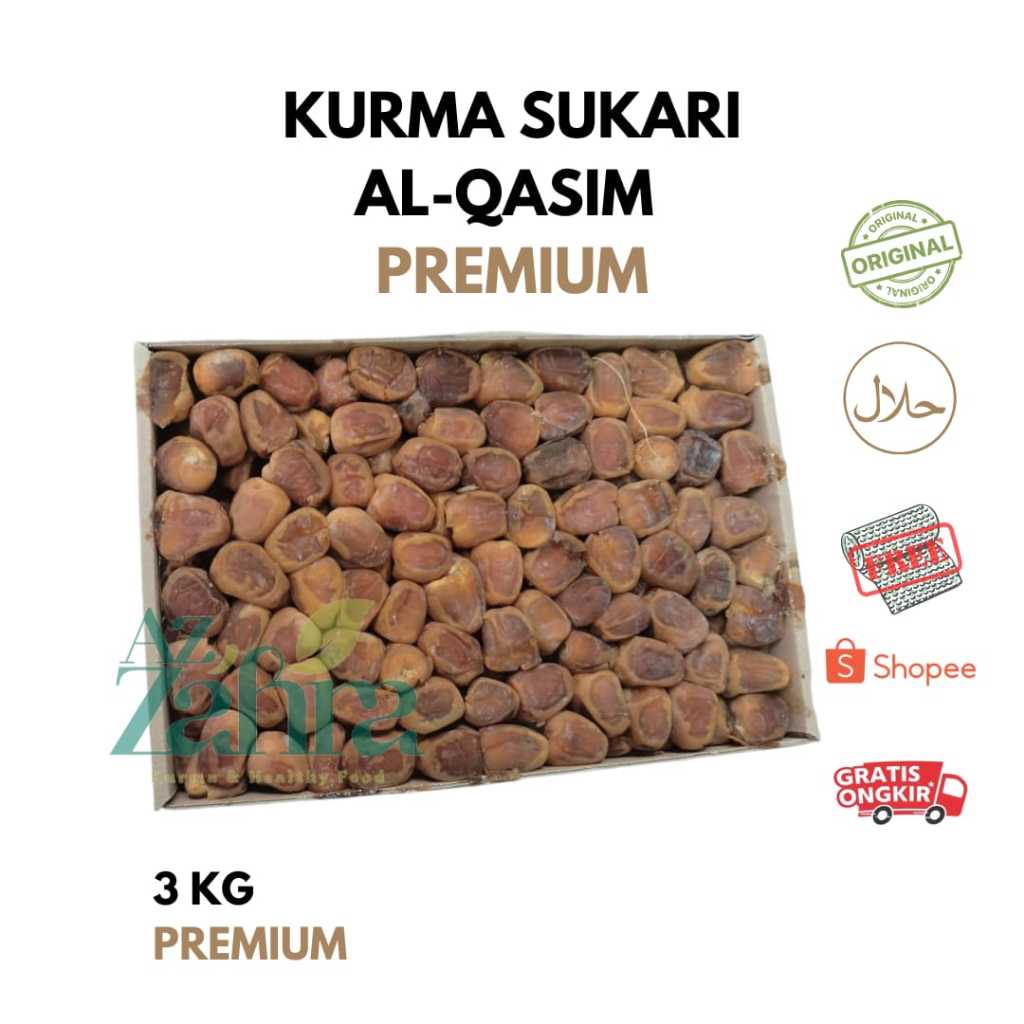 

Kurma Fresh Sukari Al-Qassim Premium 3 Kg - Kurma Raja Manis Lembut Basah Original