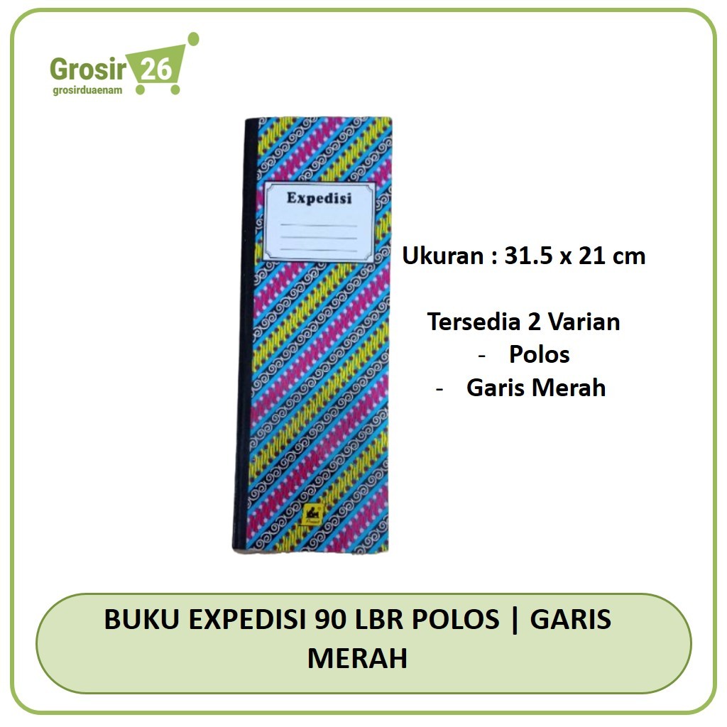 

(1 pcs) buku ekspedisi expedisi hard cover panjang karton batik isi 90 lembar polos | garis merah