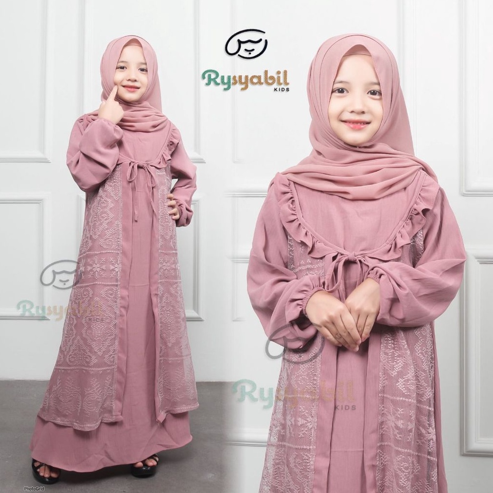 KODE R87Z Salsa Dress Gamis Anak Perempuan Gamis Anak Tanggung 21 th Gamis Brukat Gamis Pesta Gamis 