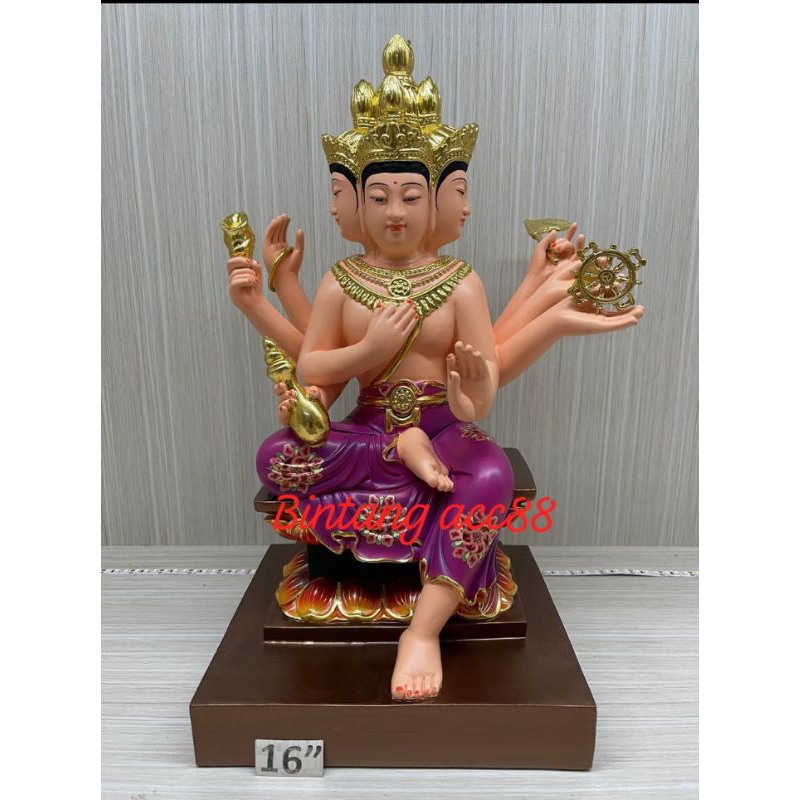 patung buddha 4 wajah/ semien fo / se mien fo - 16inch - fiber - l2