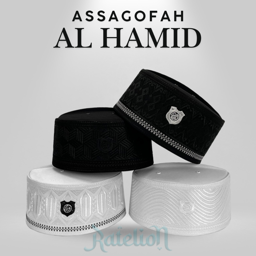 PROMO TERBARU PECI ASSAGOFAH AL HAMID BORDIR ORIGINAL BULAT POLOS ANAK & DEWASA HITAM PUTIH MARUN