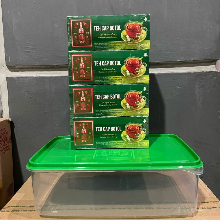 

TEH CAP BOTOL TEH HIJAU MELATI 4 PACK ISI 15 KANTONG BONUS CONAINER