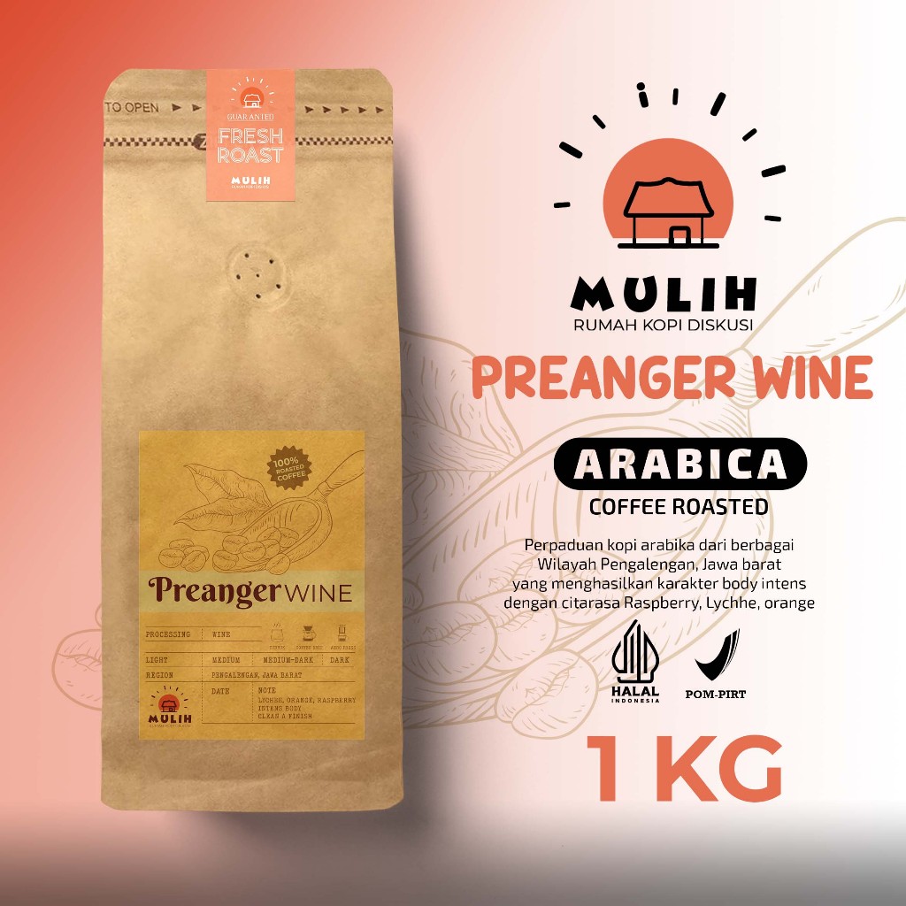 

Biji Kopi Bubuk Arabika Preanger Wine Arabica Coffee Roast Bean Mulih 1 kg
