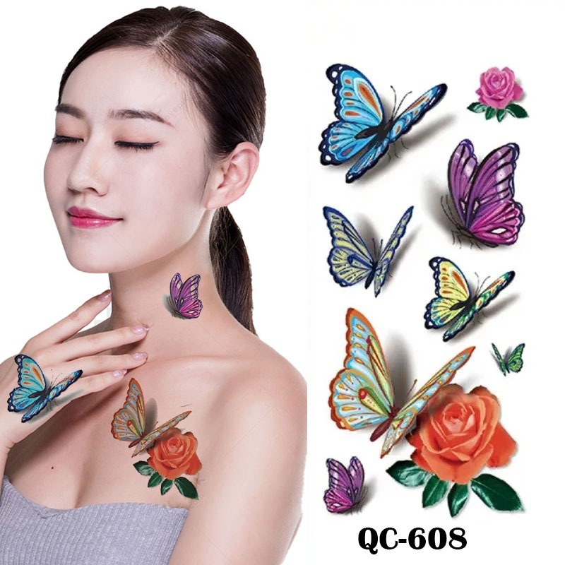 ZARIL77- Tatto temporer QC 806 bunga UK 21x10 tatto punggung tangan dada tahan lama