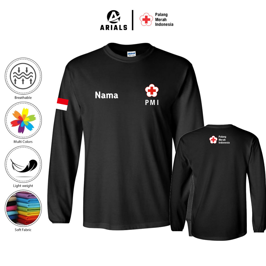 Arials Kaos Baju Lengan Panjang PMI Palang Merah Indonesia