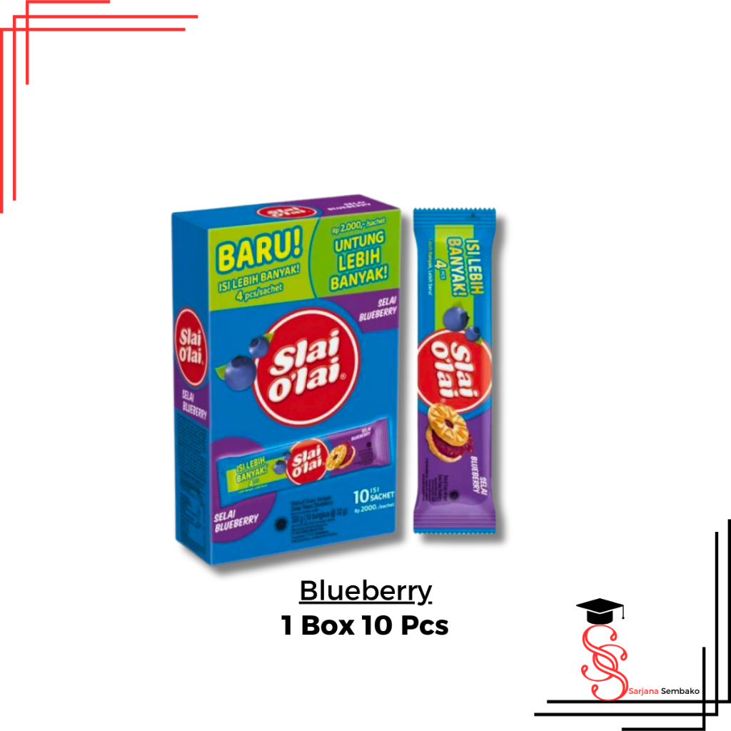 

Slai O'lai Blueberry Biskuit Selai - 1 Box 10 Pcs