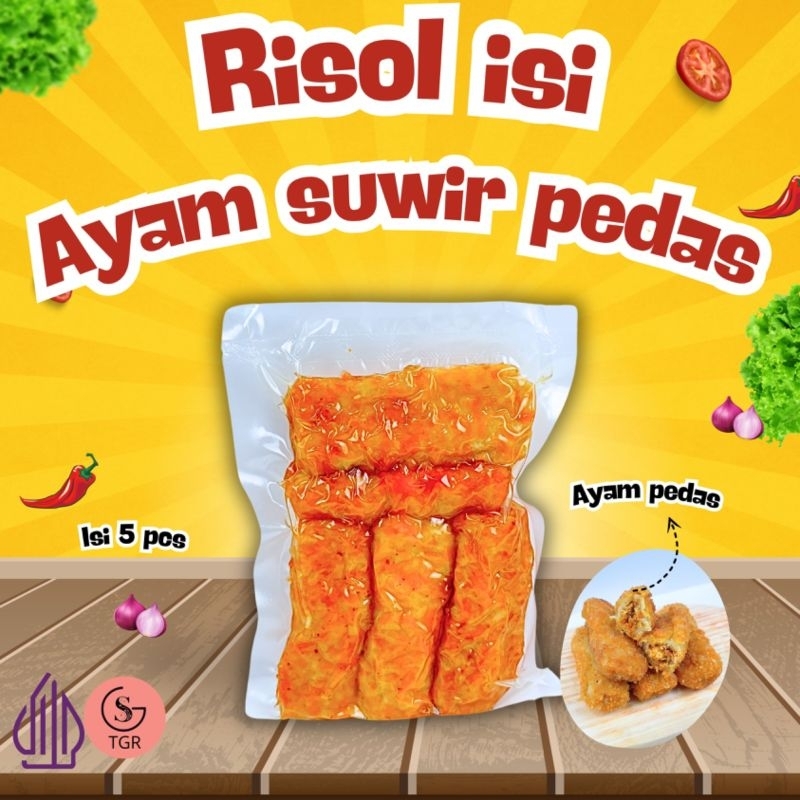 

RISOL AYAM SUWIR PEDAS Makanan Siap Saji - ISI 5 PCS Food Frozen Lumpia Odeng Daging