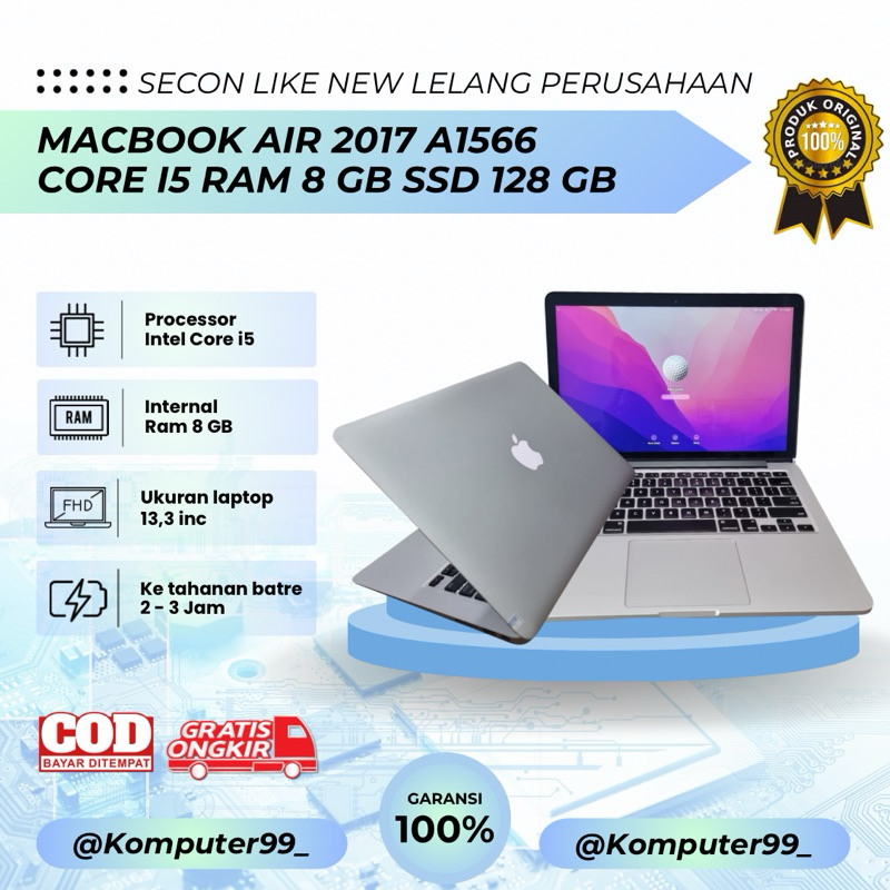 MACBOOK AIR 2017 CORE i5 RAM 8 GB SSD 128 GB