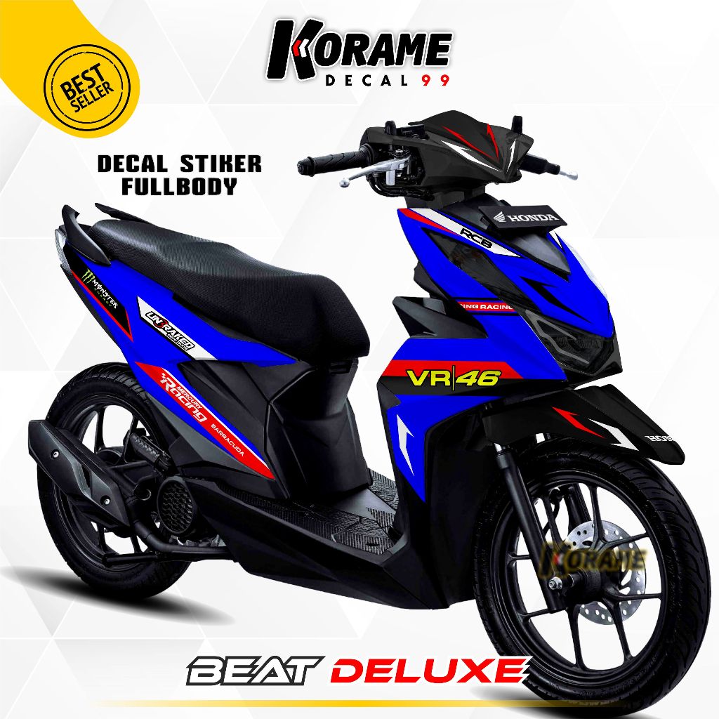 Decal Stiker BEAT DELUXE Motif Racing VR46 GO Biru Type Series