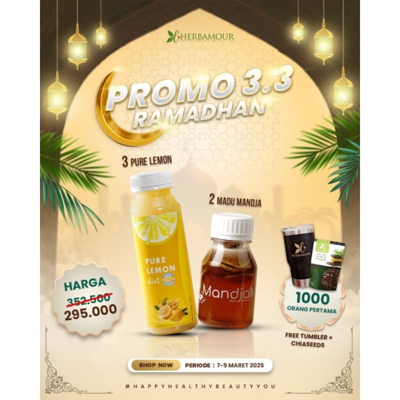 

3 Pure Lemon dan 2 Madu Mandja Free Chiaseed dan Tumbler