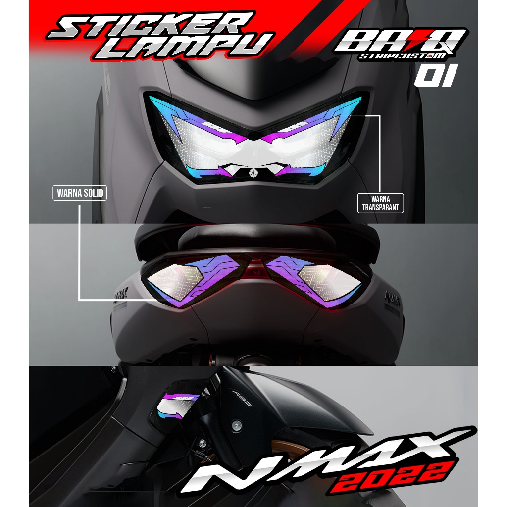 01 STICKER LAMPU DEPAN NMAX 2022 - STICKER LAMPU ALIS NMAX 2022 MOTIF LIST SIMPLE