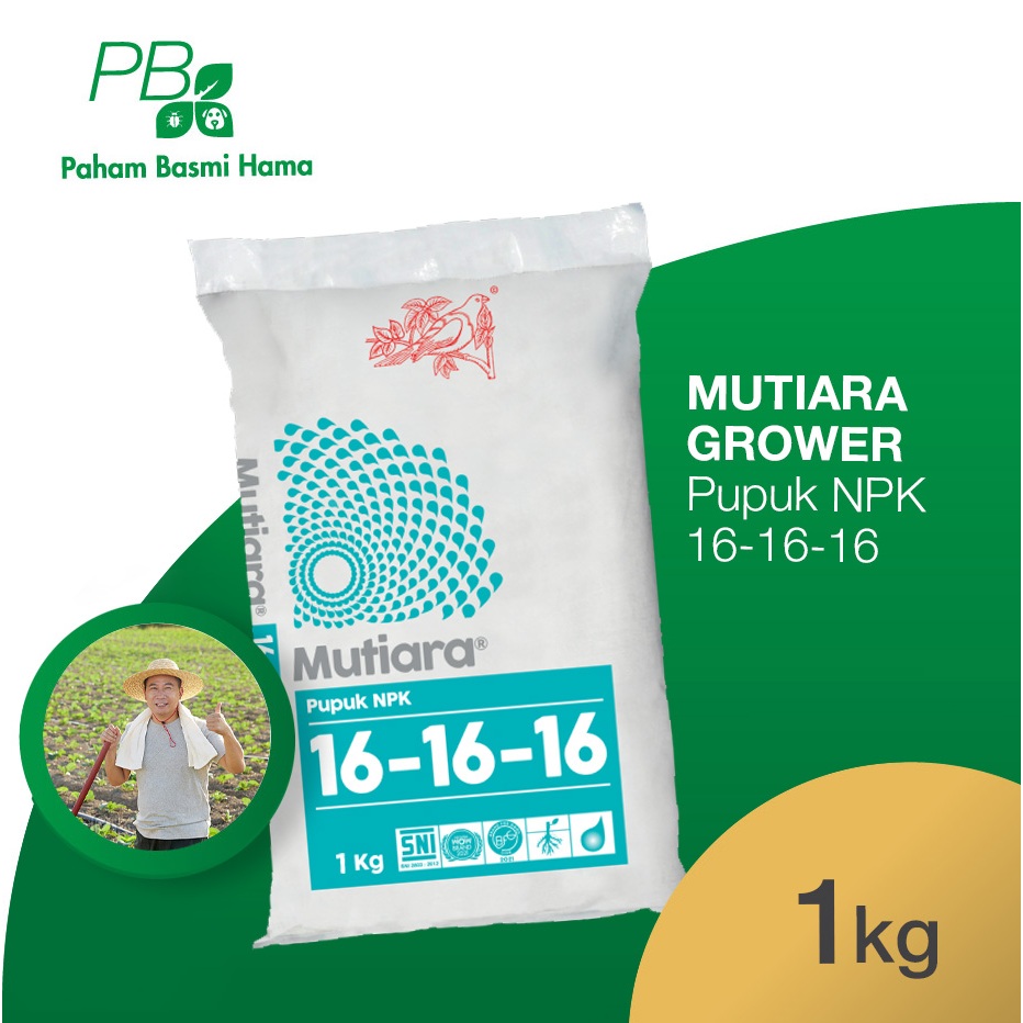 Pupuk NPK Granular 16-16-16 Warna Biru Kemasan 1kg dengan Kombinasi Nitrogen Nitrat dan Amonium