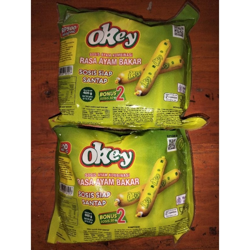 

Sosis Okey Rasa Ayam Bakar Isi 32x12,5gr