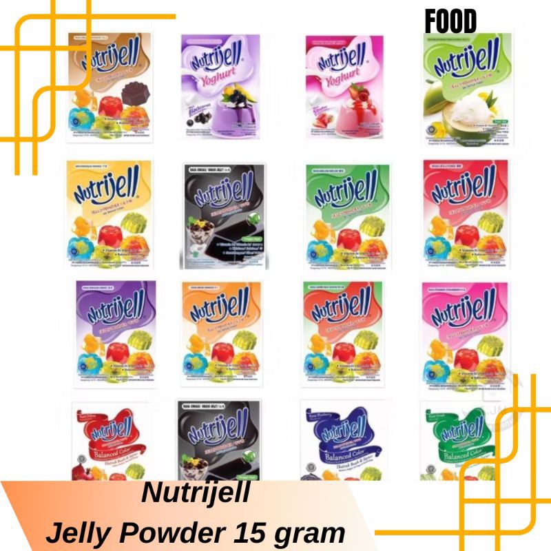 

Nutrijell Jelly Powder 15 Gram Plain Strawbery Melon Leci Mangga Kelapa Muda