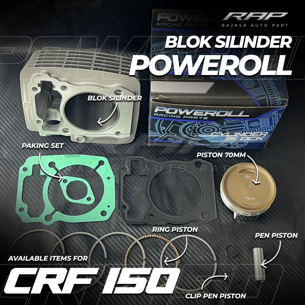 PAKET BLOK SEHER/BORING MEGAPRO NEW CRF BORE UP 64,5MM 70MM/CYLINDER BLOK CRF BORE UP 70MM POWEROOL