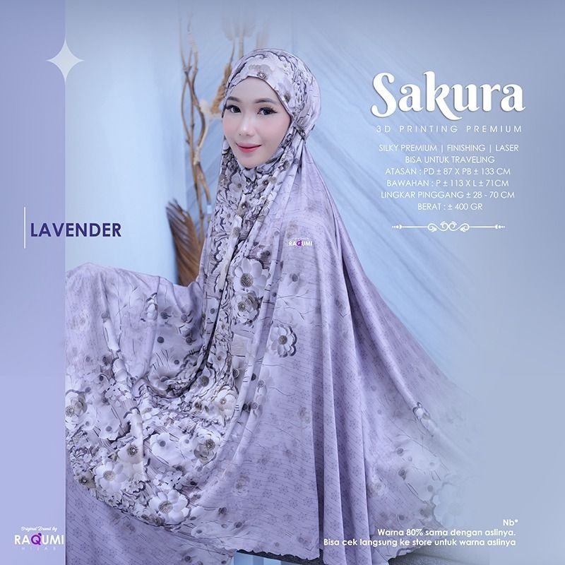 SAKURA MUKENA, MOTIF PRINTING 3D, MUKENA SILKY HALUS ADEM BISA UNTUK TRAVELLING, MUKENA DEWASA BY RA
