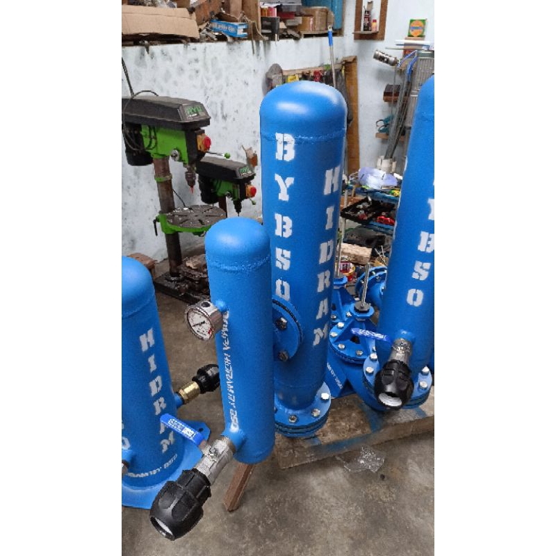 1 unit pompa hidram 4" besi ,as mur full stainless double tabung & power