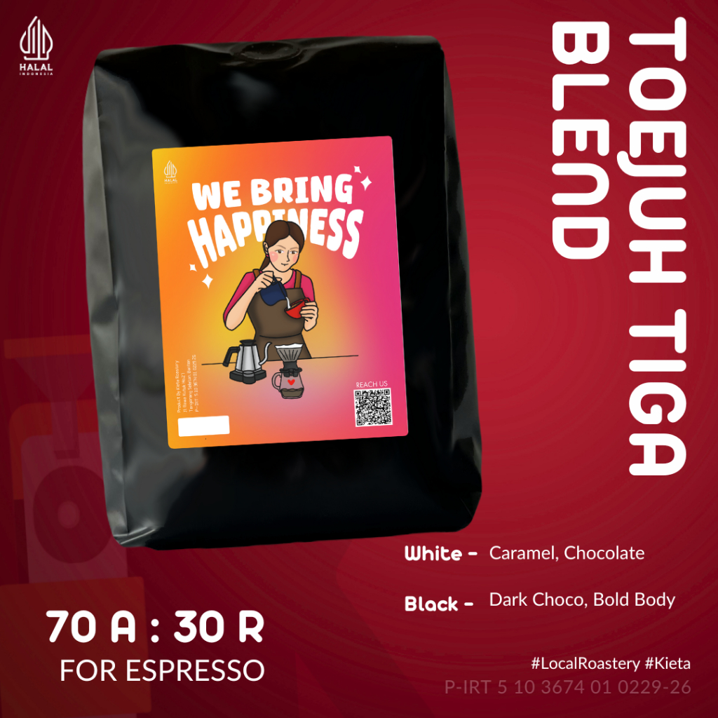 

Kieta Roastery - Biji Kopi Toejuh Tiga Espresso Blend 70% Arabika 30% Robusta 200g / Bubuk Arabica Roasted Coffee Bean Kopi Susu Based