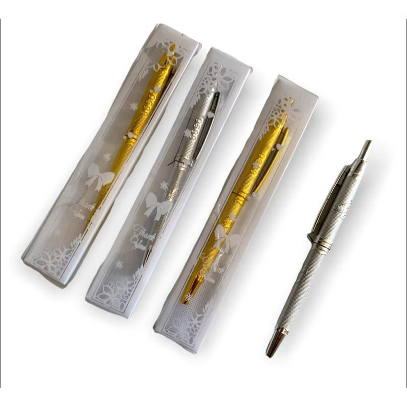 

Pi Souvenir Pena Pulpen Emas & Perak, mewah & elegan Kemas Mika