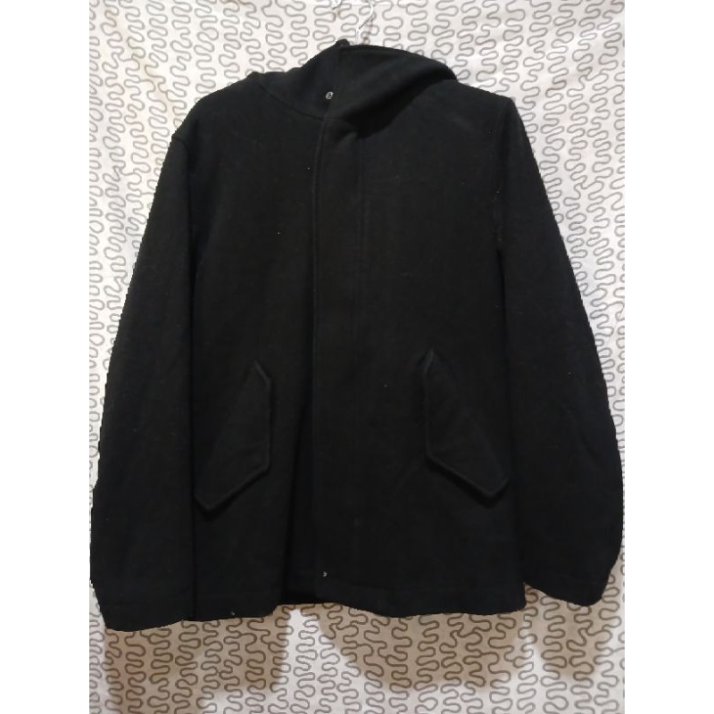 Jacket Coat Sherpa Casual Second Branded Uniqlo Black Size S
