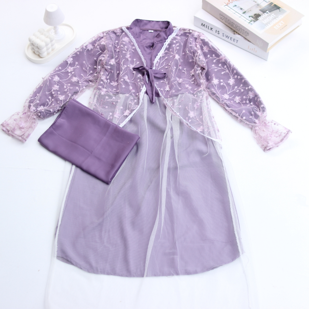 SORAYA Dress I Gamis Anak Free Hijab 3-12 Tahun Maxmara Silk Mix Brukat | Gamis Lebaran Anak