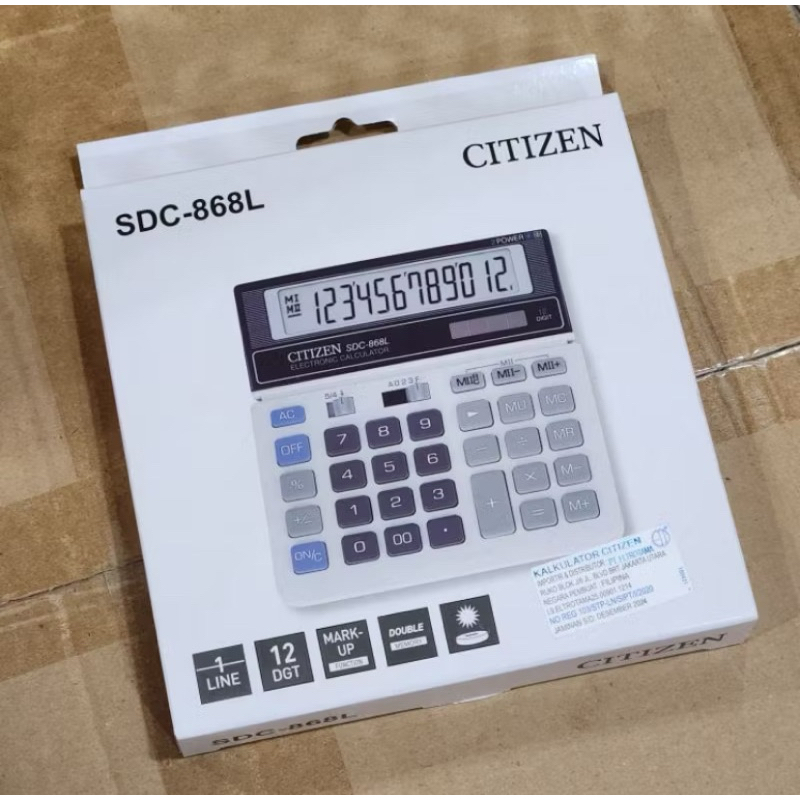

[ MADE IN PHILIPPINES ] KALKULATOR CITIZEN SDC-868L ORIGINAL / 12 DIGIT