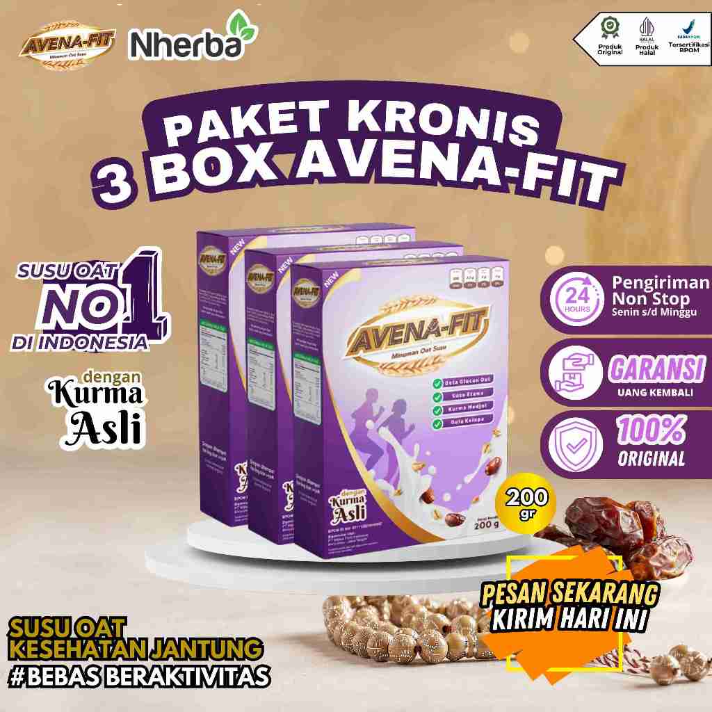 

Avena Fit Paket 3 Box - Sereal Oat Ampuh Atasi Kolesterol jahat dan menyehatkan Jantung