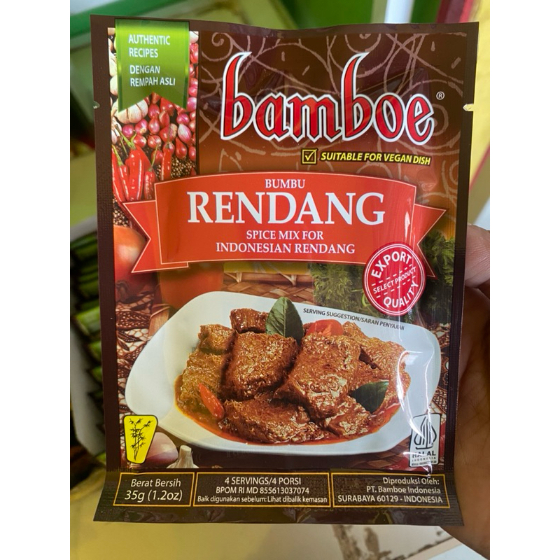 

Aneka Bumbu Bamboe rendang tomyum bulgogi lada hitam tongseng