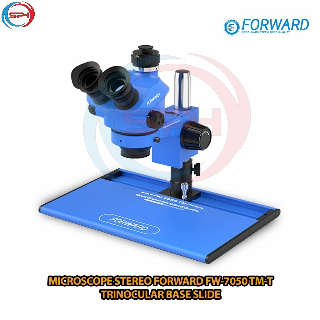 MICROSCOPE STEREO FORWARD FW-7050 TM-T TRINOCULAR BASE SLIDE ORIGINAL