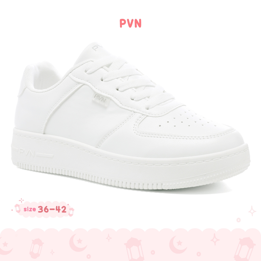 PVN Hana Sepatu Putih Wanita Kets Sneakers Sport Shoes White Black 222