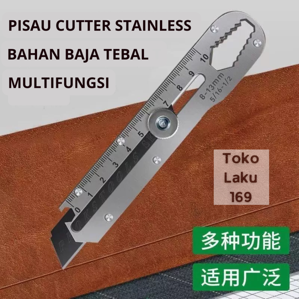 

Pisau Cutter Stainless 9in1 / Cutter Multifungsi / Pisau Kater Pembuka Botol Skrup Penggaris