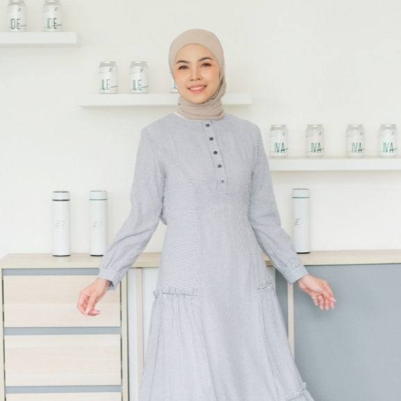 Sekido – Naysila Gamis Dress Panjang Wanita Bahan Katun Garis