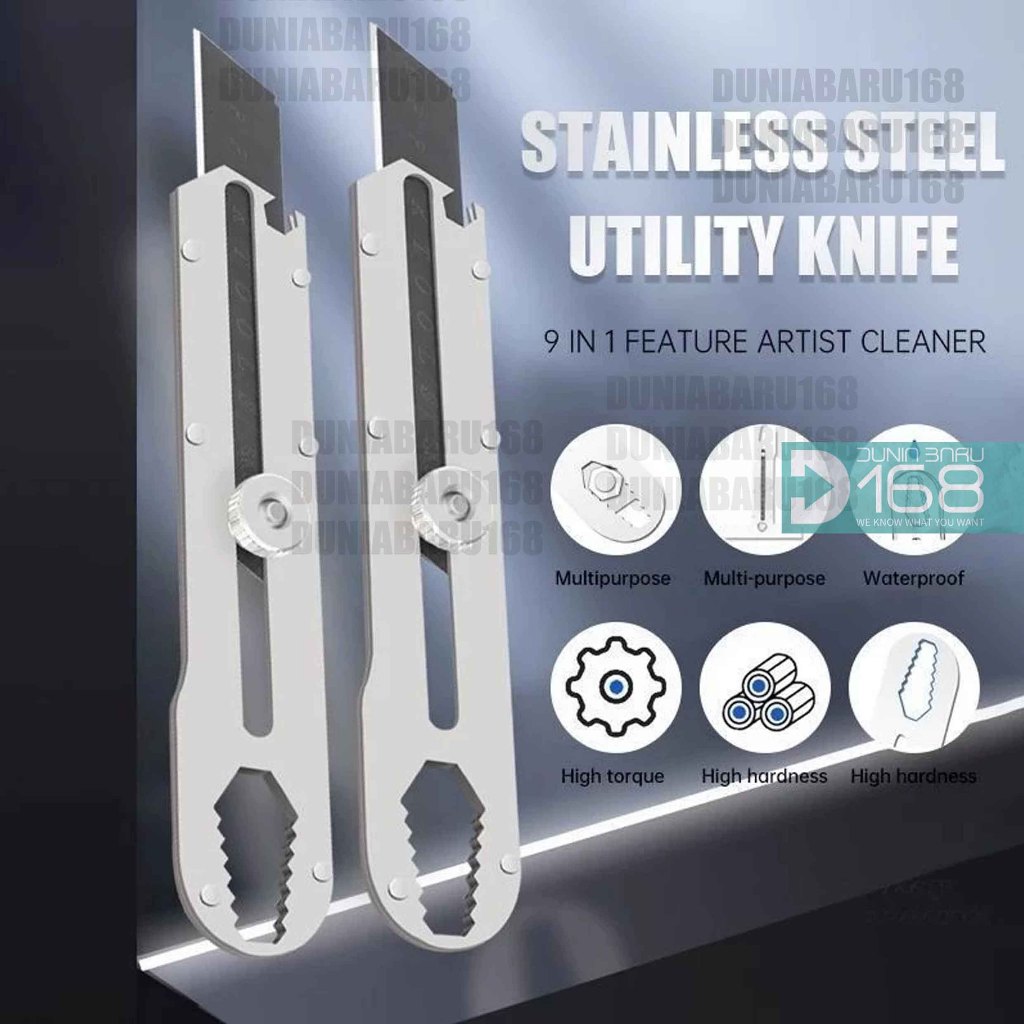 

Pisau Cutter Stainless 9in1/ Cutter Multifungsi / Pisau Kater Pembuka Botol Skrup Penggaris