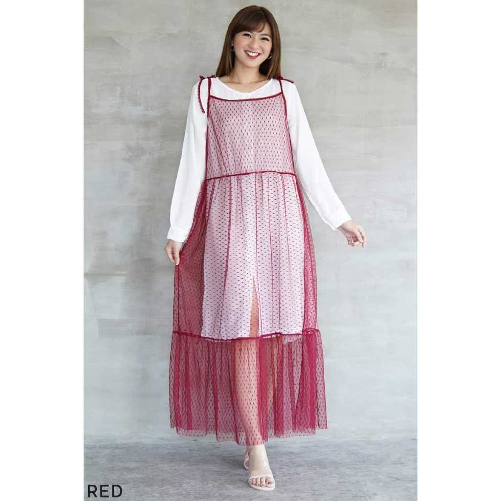 Outer Tulle Dot | Outer Wanita Transparan Bahan Tile Motif Polkadot Kekinian