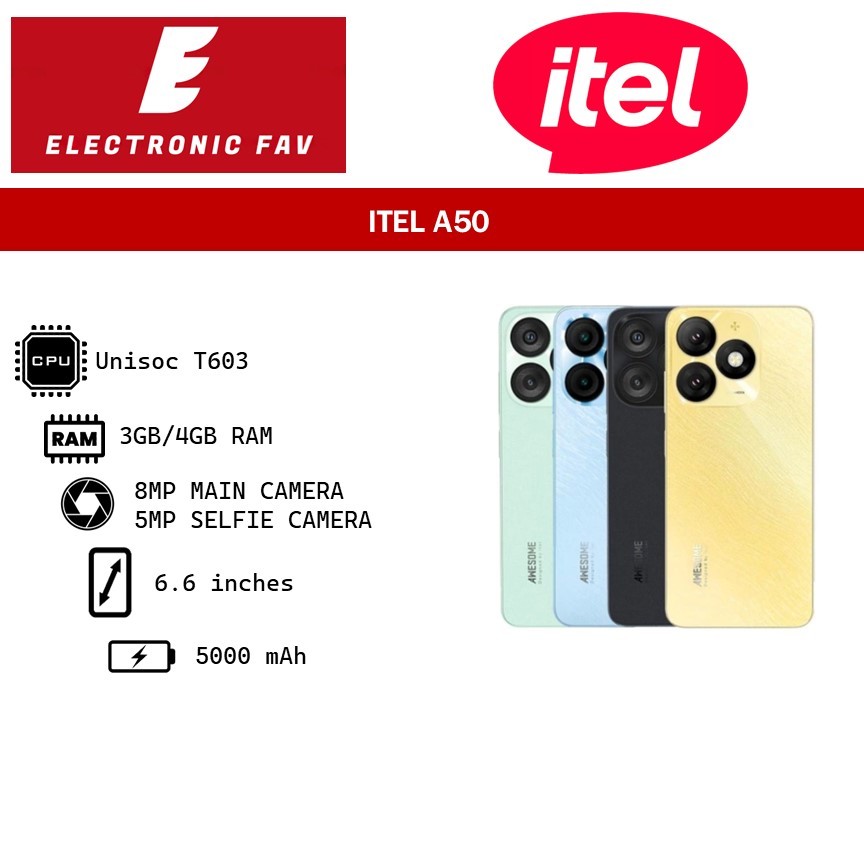 ITEL A50 3GB/4GB 64GB GARANSI RESMI INDONESIA