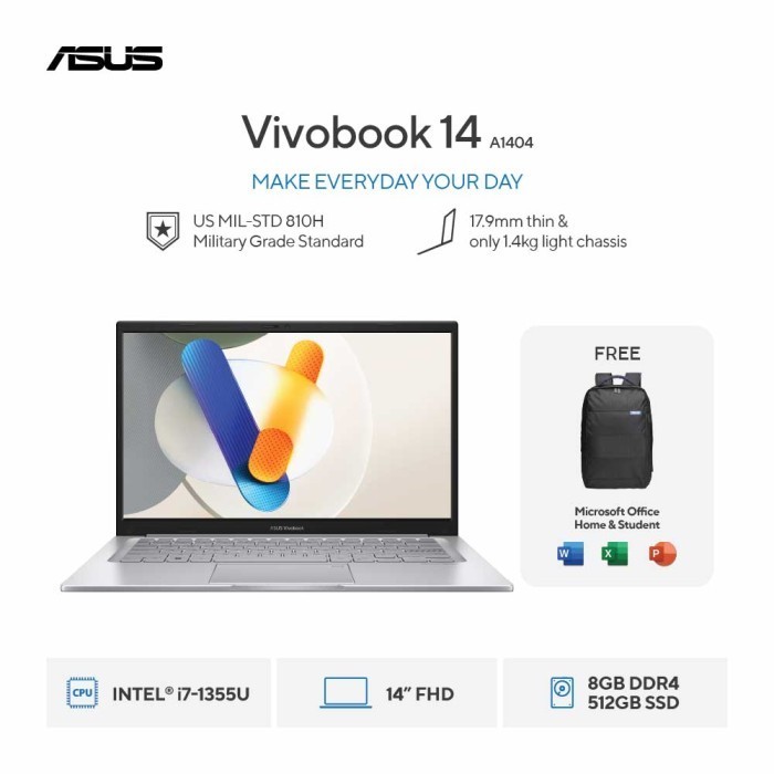 Asus Vivobook 14 A1404VA VIPS [Intel Core i7-1355U/16GB/512GB SSD/W11]