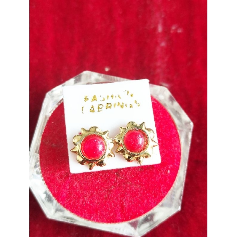 giwang lapis emas permata macam-macam model, giwang matahari mata warna merah , giwang titanium, giw