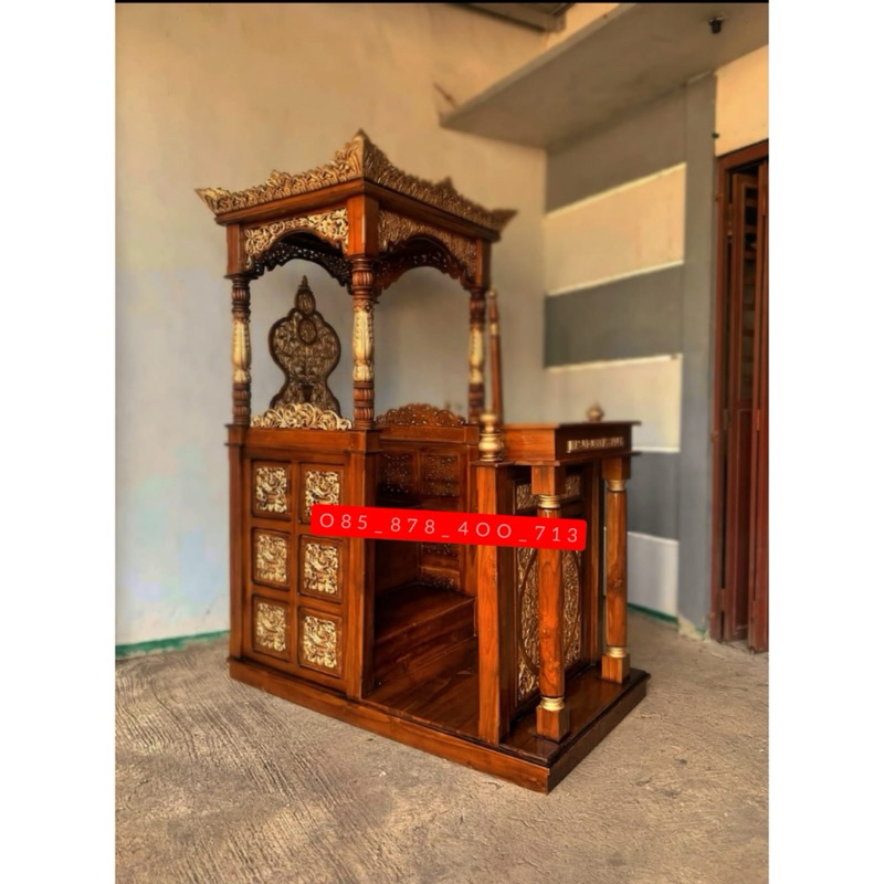 Mimbar Masjid Full Kayu Jati TPK Perhutani Mimbar Jati ukiran Jepara