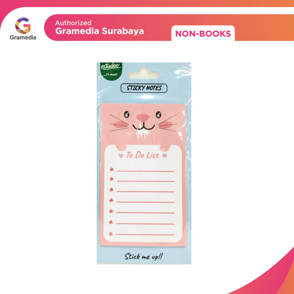 

Gramedia Surabaya - Estudee Sticky Note To Do List Babbit Pink 76x125MM 20Sht