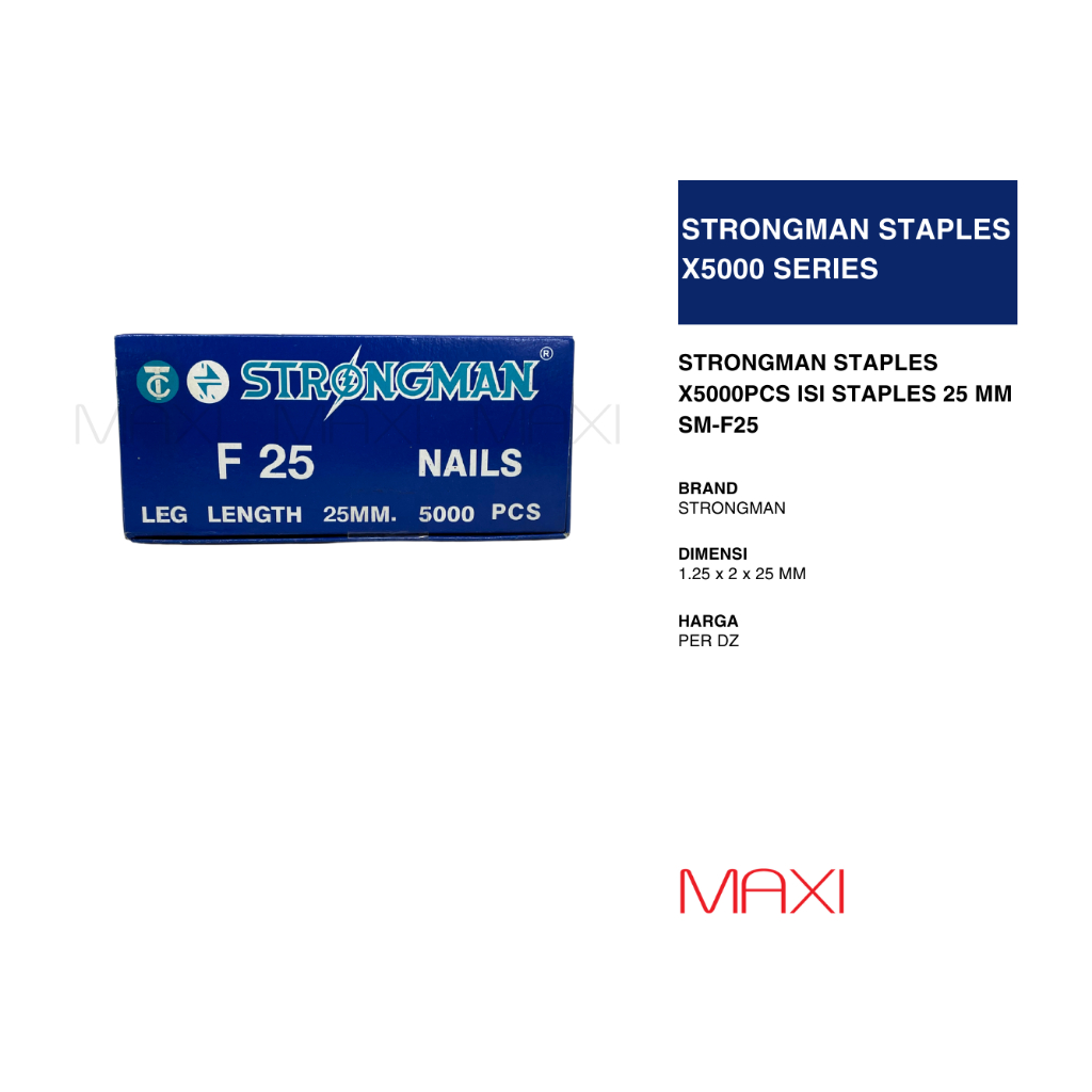 STRONGMAN/TWIN - 1 Dus/20 Pak - F10/F15/F20/F25/F30 - Series Paku Tembak/Angin/Nail Gun