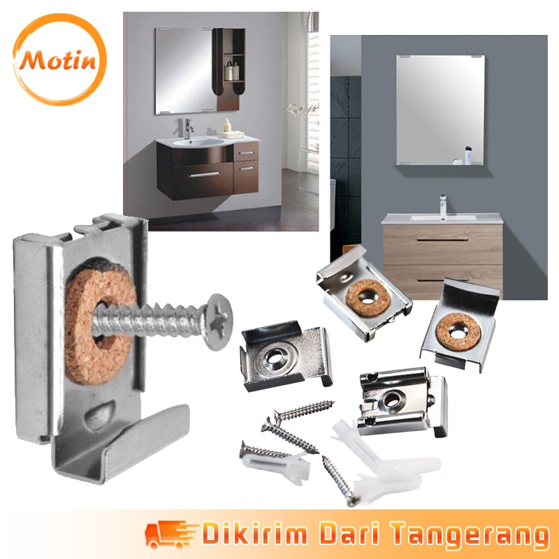 1 Set Bracket Cermin Dinding Jepitan Kaca Cermin Klem Kaca Plat Jepit Kaca