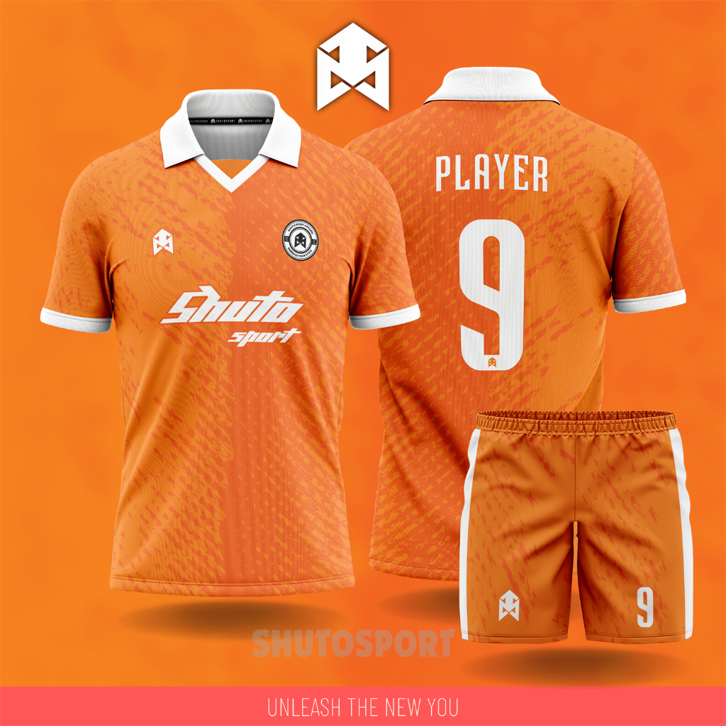 vintage jersey custom full printing jersey futsal football jersey orange free nameset