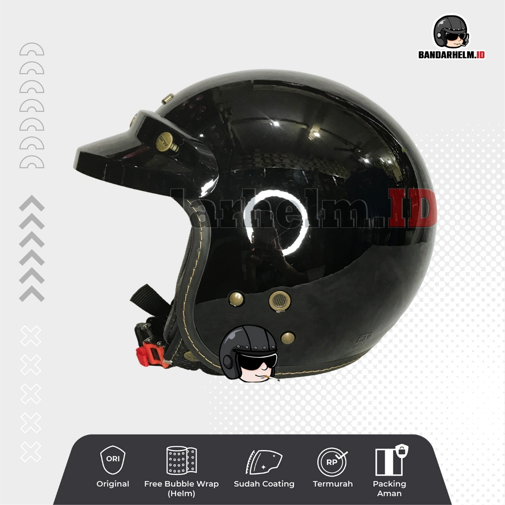 Helm NJS Retro NR 80S Black Glossy + Pet