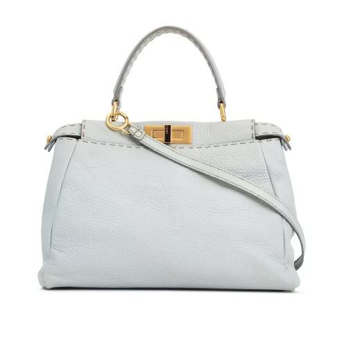 (Preloved) Fendi Peekaboo Medium Light Grey Blue Gold Hardware
