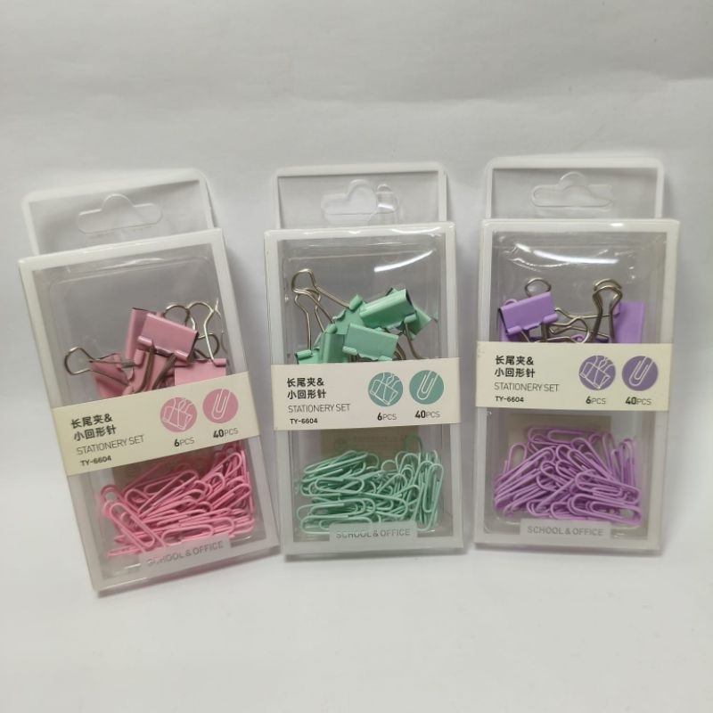 

Binder clip + paper clip set warna pastel / paperclip / binderclip / warna pastel