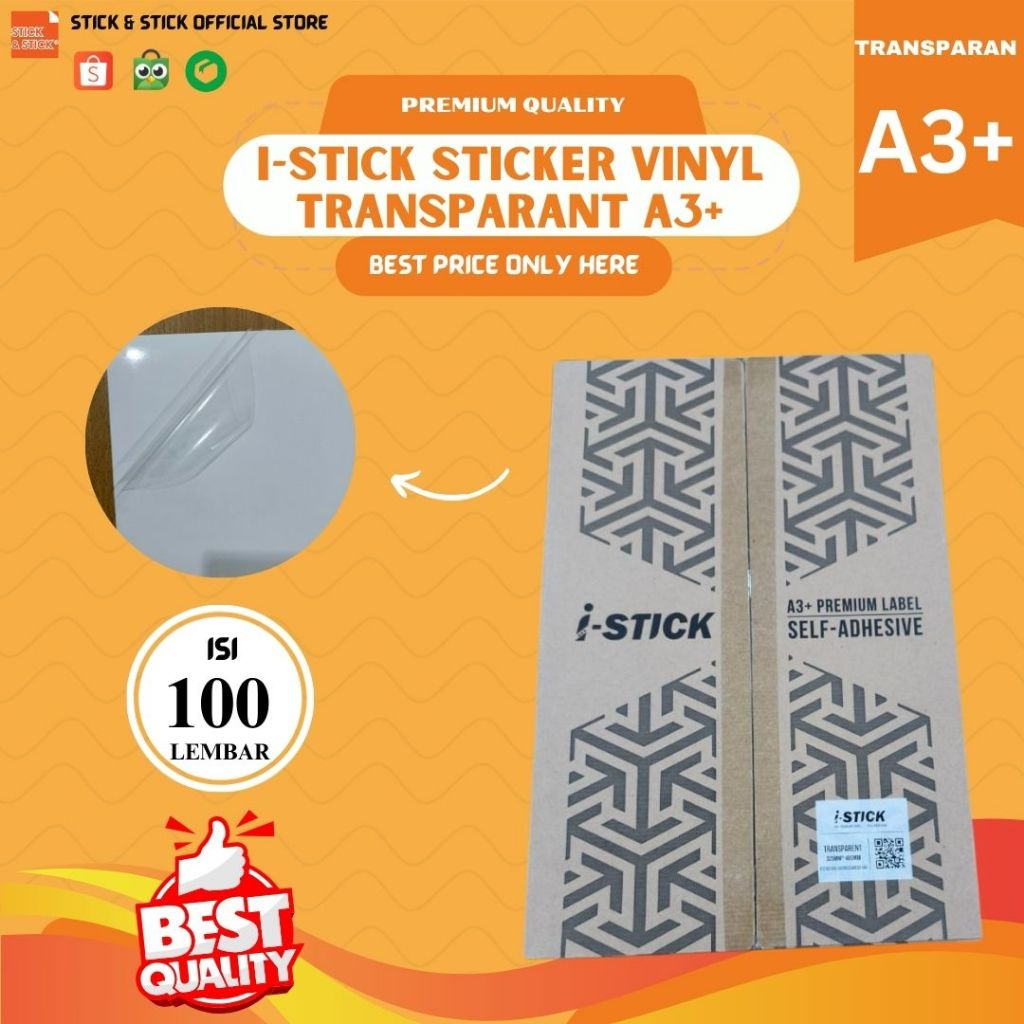 

i Stick Stiker Vinyl Transparan Digital Print Laser Toner A3+ Pack