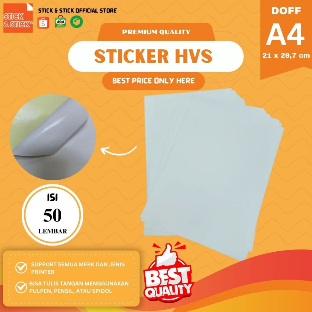 

TERMURAH!! Sticker HVS DOFF A4 Isi 50 Lembar