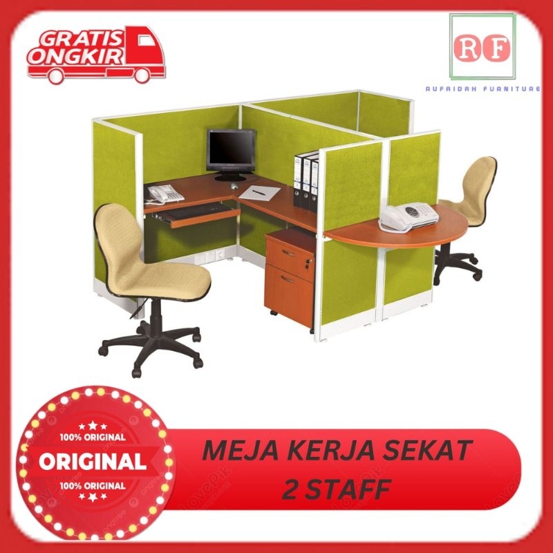 Meja Kerja Sekat 2 Orang / Workstation Minimalis / Meja Kantor Sekat / Partisi Kantor Arkadia