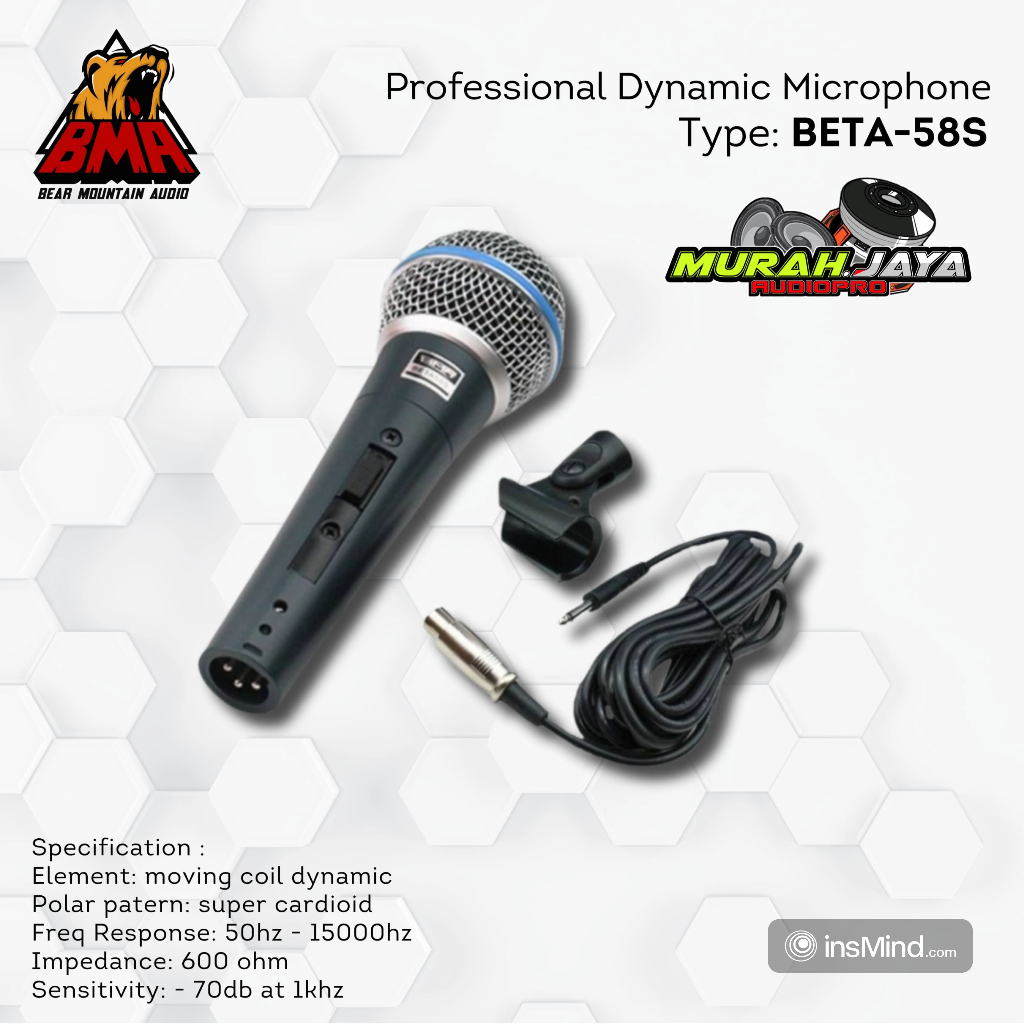 Microphone BMA Beta 58S Mic Kabel Vocal Beta 58 Microphone BMA ORI